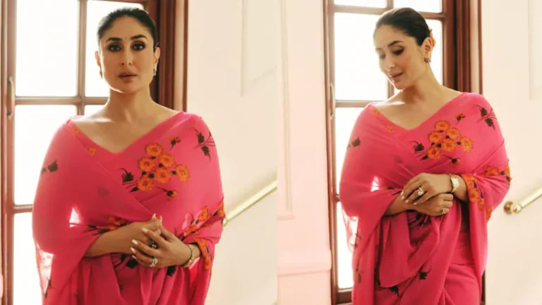 Kareena Kapoor Turns Modern Maharani In Vibrant Pink Saree For Daayra Promotions